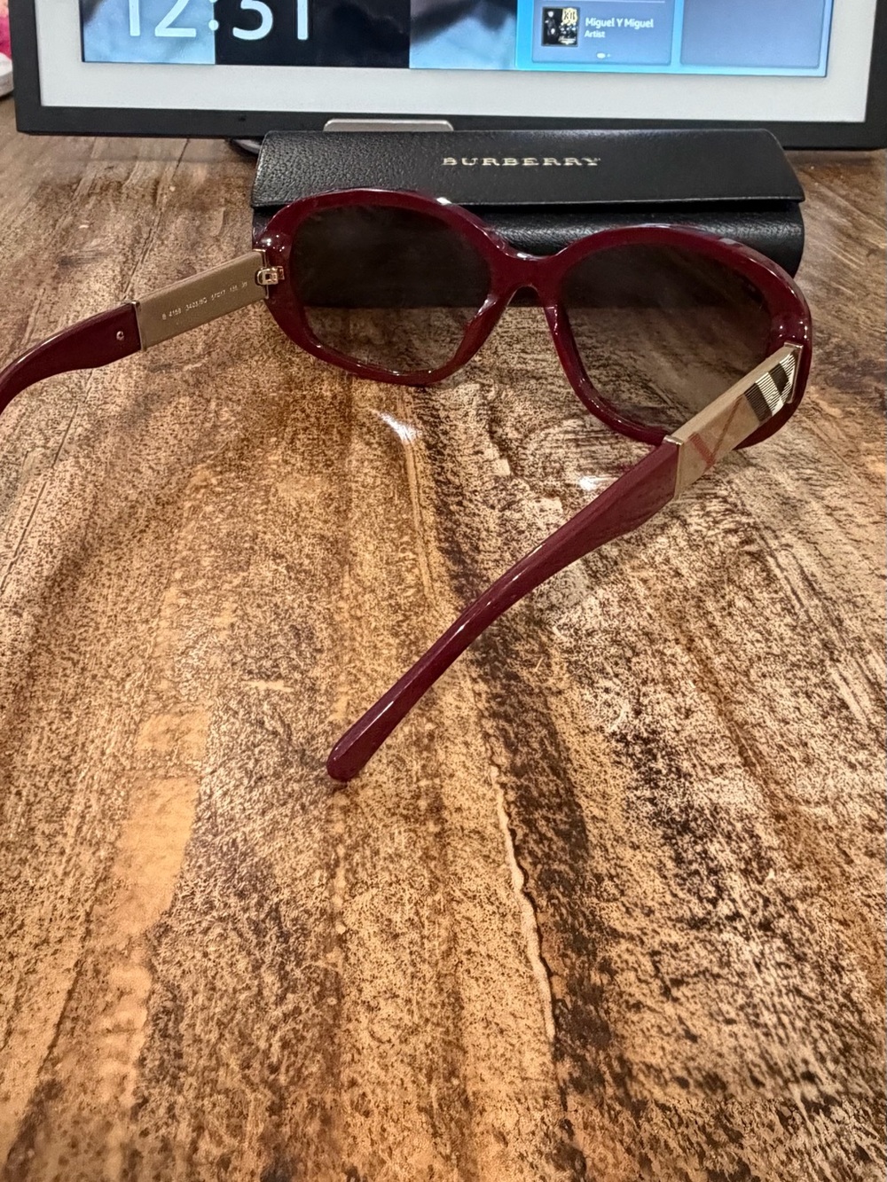 Burberry Burgundy Round Oversized Women's Sunglasses - Picture 6 of 15